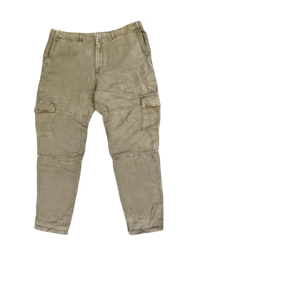 REDUCED NWT Bella Dahl Sz 32 Olive Green Cargo Pocket  Pants Lyocell Linen NEW! - Picture 1 of 5